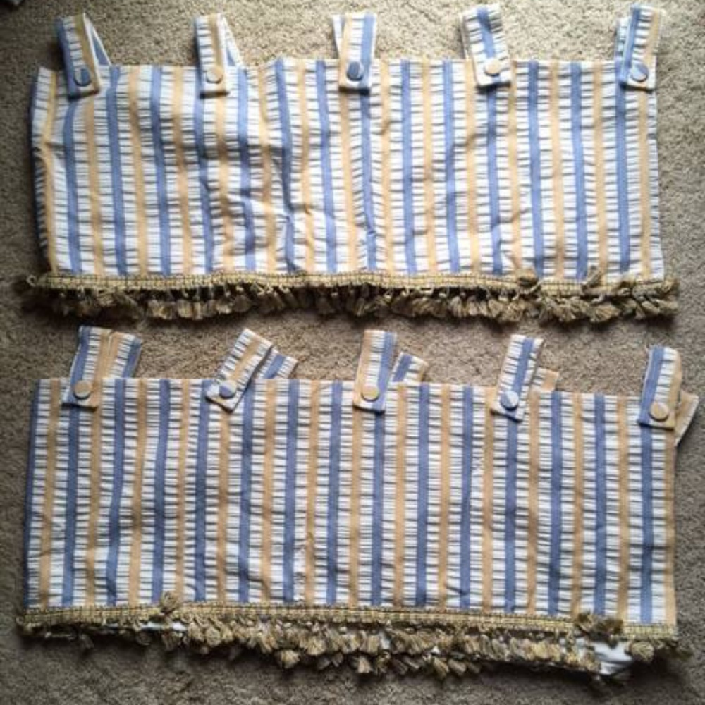 Bedroom valance pair, twin bedskirt + fabric set